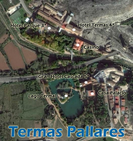 Vista satélite del estado actual de las Termas Pallarés.